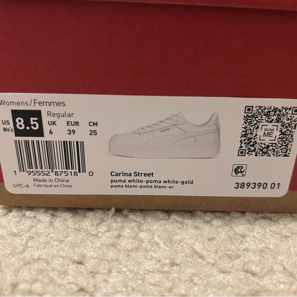 Puma Carina Street Sneakers White Size 8.5 - Picture 5 of 7